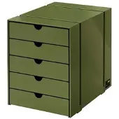 USM United Soft USM Inos, Schubladenkasten, 5 Schubladen, geschlossen Olivegrün