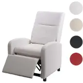 Mendler Fernsehsessel HWC-H18, Relaxsessel Liege Sessel, Kunstleder klappbar 99x70x75cm weiß