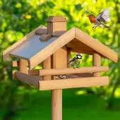 Voss.garden Grota - hochwertiges Vogelhaus aus Holz, inkl. Ständer