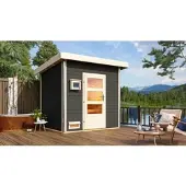 Karibu Saunahaus Heme - terragrau 9kW Bioofen