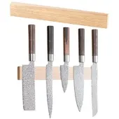 Rosenstein & Söhne Durchgehende Magnet-Messerleiste aus echtem Hevea-Holz, massiv, 36 cm