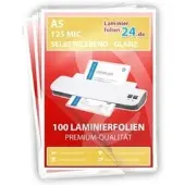 L24 selbstklebende Laminierfolien A5, 2 x 125 Mic, glänzend