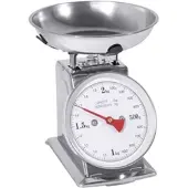 Contacto Küchenwaage grau lackiertes Stahlgehäuse Schale aus Edelstahl, hochglänzend, Nutzlast bis 2 kg, skaliert in 10 g-Schritten,