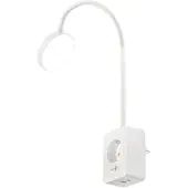 Lunartec Dimmbare CCT-LED-Steckerleuchte mit Steckdose, USB-A/C-Port, weiß