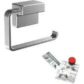 Emco cue Toilettenpapierhalter Bundle bestehend aus Toilettenpapierhalter ohne Deckel und Klebeset, 010-8703
