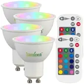 Luminea 4er-Set LED-Spots GU10, RGBW, 4,8 W, 400 lm, dimmbar