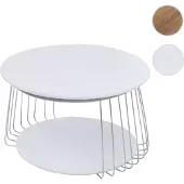 Mendler MCA Couchtisch HWC-P60, Beistelltisch Kaffeetisch Loungetisch, Metall MDF rund Ø 70cm weiß