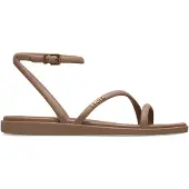 Crocs Damen Sandalen Miami Braun mit Riemchen, offener Schuhspitze und flachem Absatz