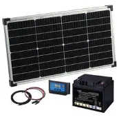 Revolt 60-Watt-Solarpanel mit PWM-Laderegler und Blei-Akku, 480 Wh, 30 A