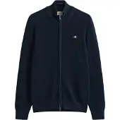Gant Sweatjacke Herren Micro Textured Cotton Zip Cardigan Evening Blue-L