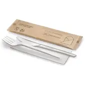 Natureko Kits 3/1 CPLA weiß wiederverwendbar (Messer/Gabel/Papierserviette) (250 Einheiten)