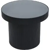 SVITA MIGUEL Beistelltisch mit Glas Coffeetable Couchtisch klein rund Schwarz/Schwarz