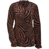 MADELEINE Langarmbluse "Chiffonbluse Viskosebluse mit Zebramuster" Bluse mit Rundhalsausschnitt und Rüschen