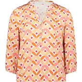 Cartoon Casual-Bluse mit Muster in Cream/Rosé | Gr.: 38