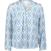 Cartoon Blusenshirt mit Muster in Weiß/Blau | Gr.: 38