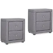 Hobby Hall Schlafzimmer Nachttisch 2er Set Nachtschrank Grau Stoff