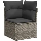 vidaXL Gartensofa-set 9 stk. 7-Sitzanzahl Grau Poly Rattan