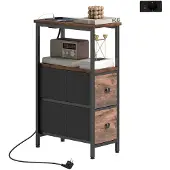 HOMCOM Beistelltisch-20L x 40B x 63H cm-Rustikal-Braun | Gr.: onesize