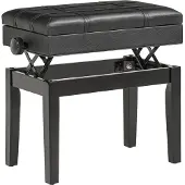 MODFU Klavierbank Holz Schwarz 63x35x46-56 cm, höhenverstellbar mit Stauraum und Kunstleder-Sitz