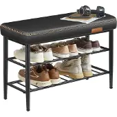 Vasagle Schuhbank EKHO, schwarz, aus Metall, 2 Ebenen für 8 Paar, 80 x 50 x 30cm