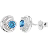 Trendor 21422-05 Damen Ohrringe 925 Silber Ohrstecker Zirkonia Saphir-Blau
