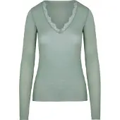 Hunkemoller Super Soft Spitzen-Shirt aus Kaschmir-Mix mit V-Ausschnit Grün