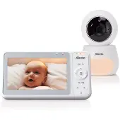 Alecto DVM2050 - Babyphone mit HD-Kamera, großem 5-Zoll-Farbdisplay und Nachtlicht - Ferngesteuert - Weiß