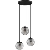Nova Luce Pendelleuchte Abbacus 3-flammig 3xE27 Schwarz Glas Metall Ø44cm 9236317
