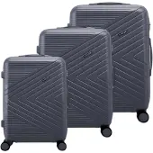Avizar , 3er Set strukturierte Hartschalenkoffer Chevron-Design mit TSA-Schloss, Grau