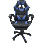 HTI Ergonomischer Gaming Stuhl mit Fußstütze Racing-Design Schwarz-Blau