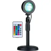 Grundig Sunset Lamp - Sonnenuntergang Lampe mit Fernbedienung - LED Lampe 16 Farben - Tischlampe und Nachttischlampe mit USB-A Anschluss - 27x11.4x11.4 cm - Schwarz