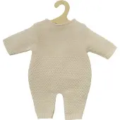 Heless Puppen-Strickstrampler aus 100 % Bio-Baumwolle, ecru, Gr. 35-45 cm