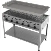 ChattenGlut Professional Gastrobräter 6-flammig Standgerät 27,0kW und Rost und Pfanne