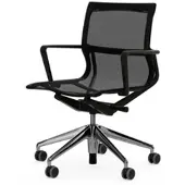 Vitra - Physix Bürodrehstuhl, Aluminiumfuß poliert, TrioKnit black pear / tiefschwarz (Hartbodenrollen)