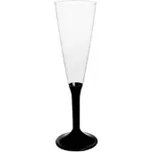 Monouso - Mehrweg Sektglas aus PS Fuß Schwarz 160ml 2-teilig (20 Stück)