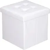 Casaria Faltbarer Sitzhocker mit Stauraum weiß 38x38x38 cm