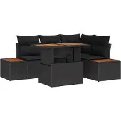 vidaXL Garten-Sofa-Set 5 Stk. Schwarz Poly Rattan