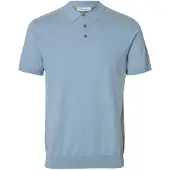 Selected Herren Polos & T-Shirts Slhberg Ss Knit Polo Noos - Lichtblauw - Größe M