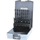 RUKO Spiralbohrer-Satz DIN 338 Typ N, HSS-R in Kunststoffkassette - 19 tlg.