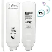 Blanc HYGIENIC SET: Professionelles Shampoo-Duschgel-Set – 12x425 ml – verschied. Düfte – Wandhalterung in Weiß, Schwarz oder Chrom optional