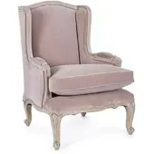 Bizzotto Sessel Lorelie aus Samt-Optik, barockes Design, rosa, gepolstert mit Mangoholz-Gestell