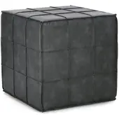Bizzotto Pouf Larisa aus Kunstleder, klassischer Stil, dunkelgrau, quadratisch, weich gepolstert