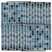 INFACTORY Selbstklebende 3D-Mosaik-Fliesenaufkleber "Aqua", 26 x 26 cm, 20er-Set