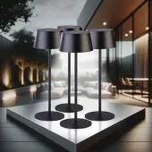 Lunartec 4er-Set LED-Solar-Tischleuchte, 150 Lumen, 1.200 mAh, dimmbar, USB
