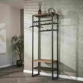 Feeling4Home Garderobenmöbel Onul 70 cm Metall Bronze mit Ablagen in Eichenoptik
