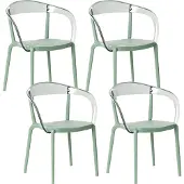 Beliani Gartenstühle 4er Set Grün Kunststoff mit Armlehnen Indoor Outdoor Stapelbar Moderner Stil Esszimmerstühle Plastikstühle