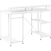Beliani Schreibtisch Weiß MDF-Platte mit Metallgestell Monitorablage Regalen Rechteckig 120x60 cm Modern Homeoffice Tisch Bürotisch Arbeitstisch