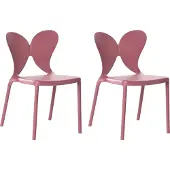 Beliani Gartenstühle 2er Set Rosa Kunststoff Schmetterlingsform Indoor Outdoor Stapelbar Moderner Stil Esszimmerstühle Plastikstühle