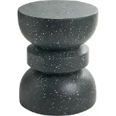 Beliani Beistelltisch Schwarz MgO und Glasfaser Rund 37 cm Terrazzo Optik Sanduhrform Modern Outdoor Couchtisch Wohnzimmer Ausstattung Möbel