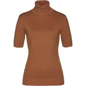 Bonprix Kurzarmpullover "Rollkragenpullover, Kurzarm" im Feinstrick-Baumwoll-Mix, mit hohem Rollkragen